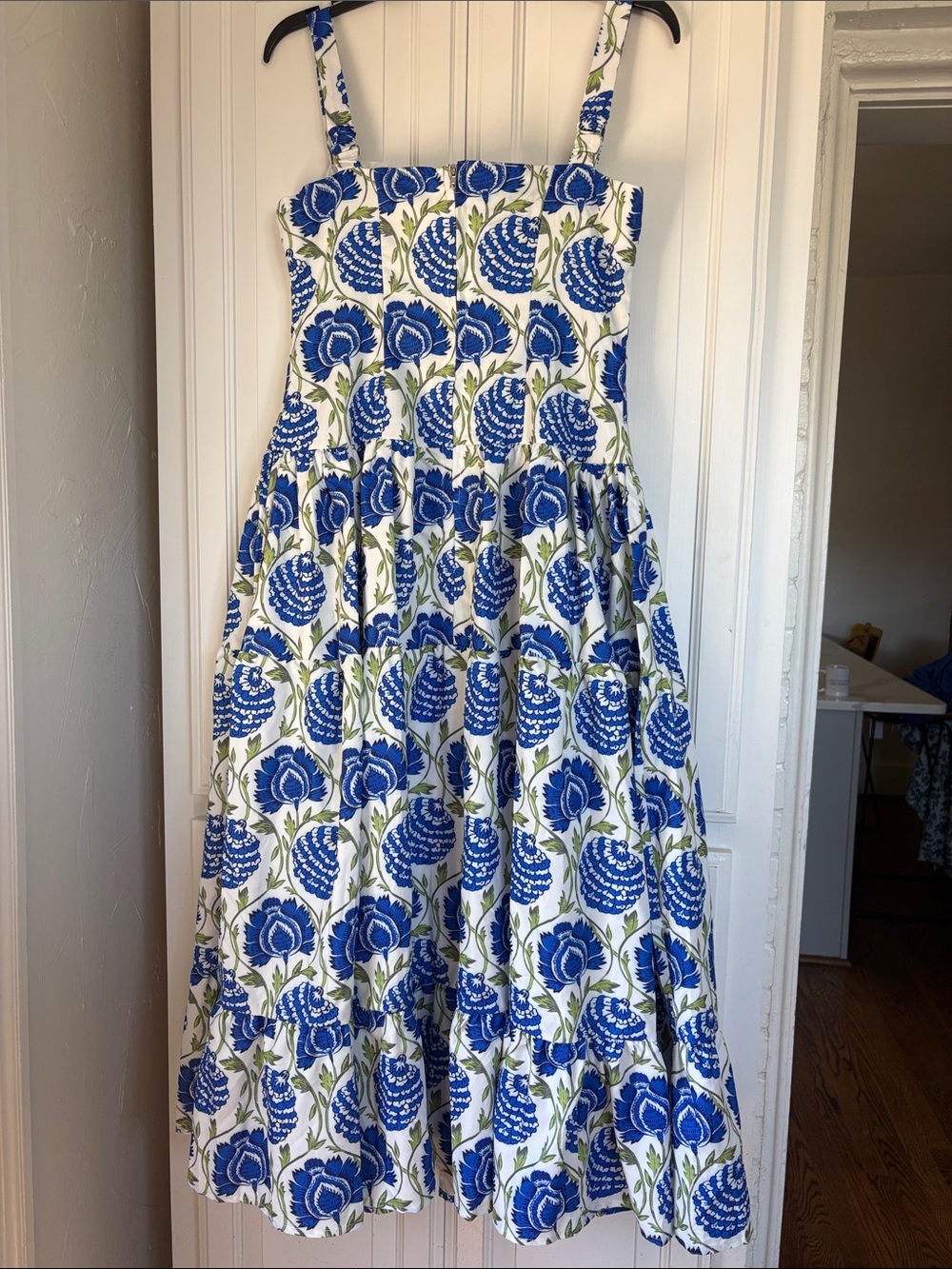NWT Fancy Boutique Blue Floral Tiered Maxi Dress - Picture 6 of 7